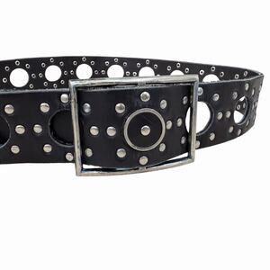 Black Leather Studded Rock & Roll Belt By Harness House Size 38